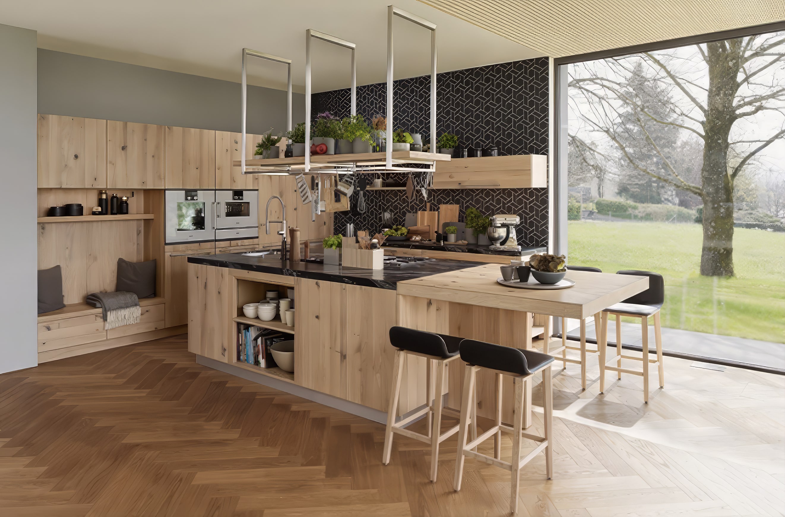 Team 7 loft Küche Eiche Wild Weißöl, Rauchglas
